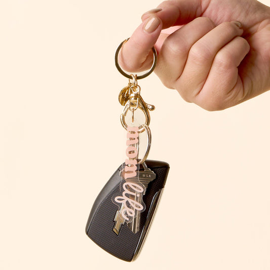 Acrylic keychain that says Mom Life, photo 2 of 2