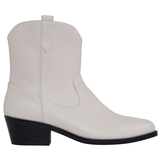 Off white Western ankle bootie with stitching details, photo 2 of 5