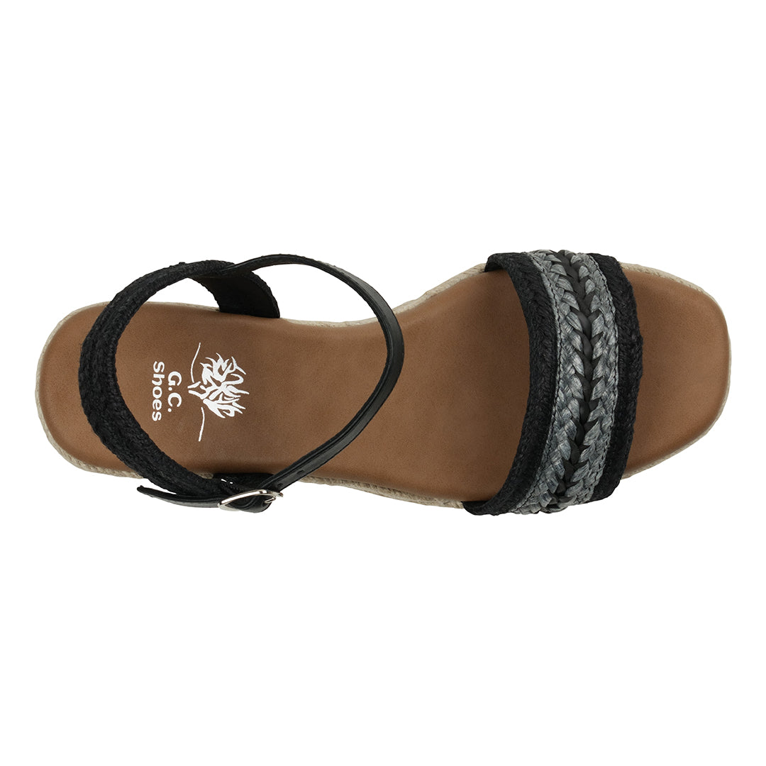 Black slingback espadrille wedge sandals, photo 5 of 5