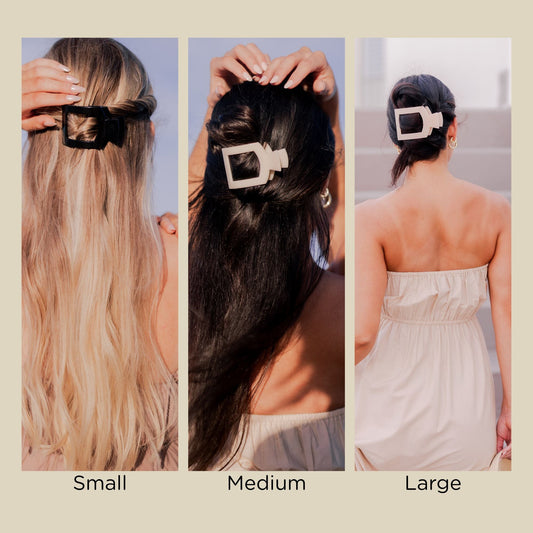 Small beige flat square hair clip, photo 2 of 4
