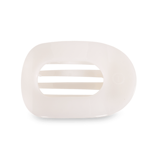 Large white flat round hair clip, photo 2 of 5