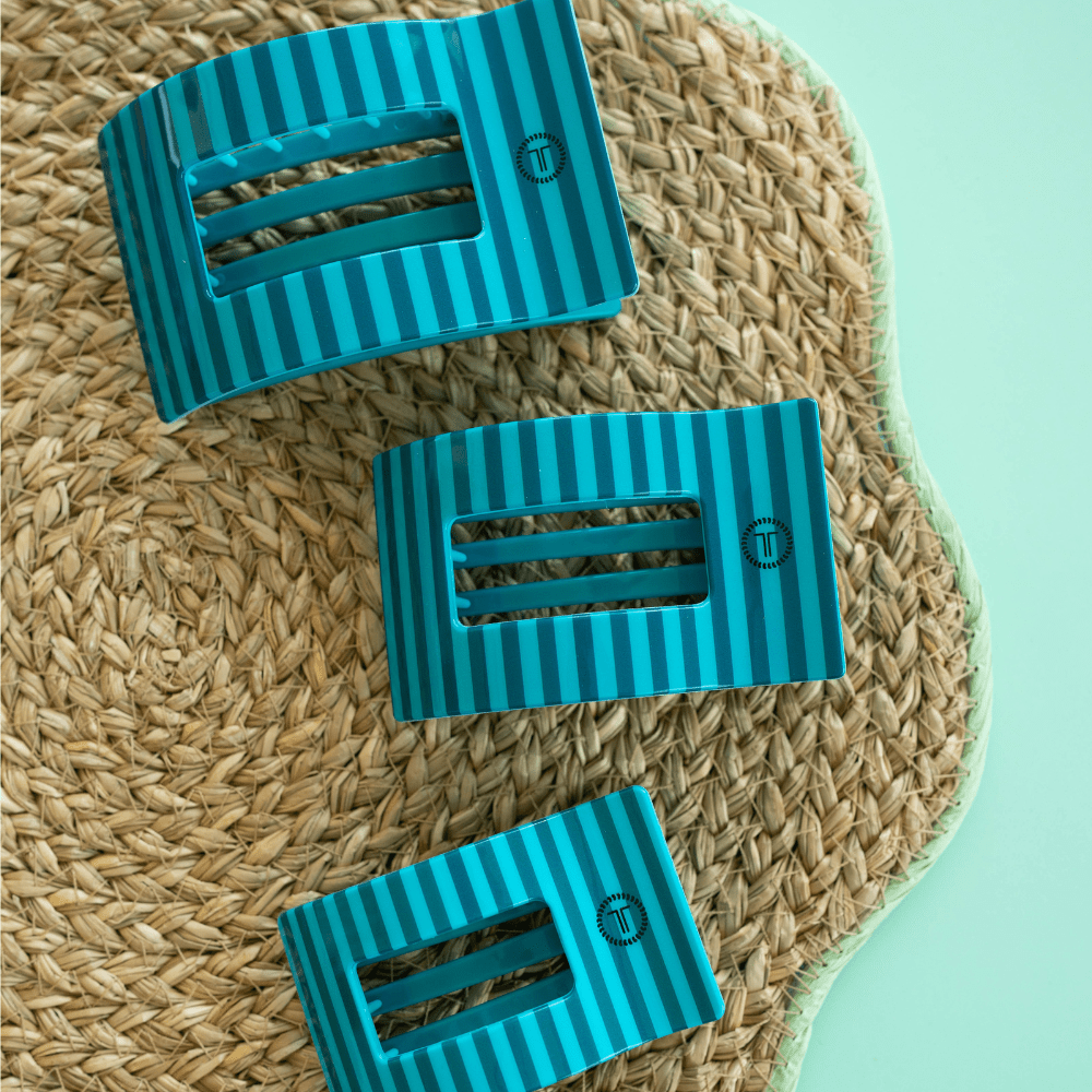 Medium blue flat rectangle hair clip, photo 5 of 5