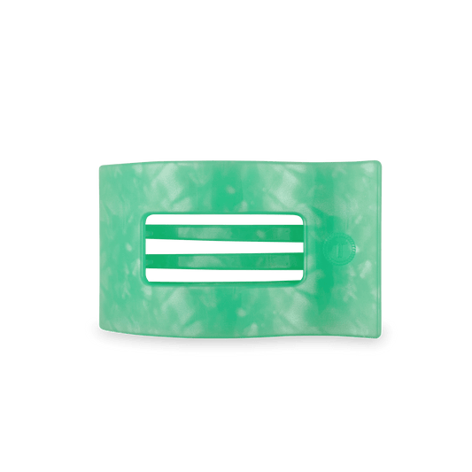 Medium green flat rectangle hair clip, photo 2 of 5