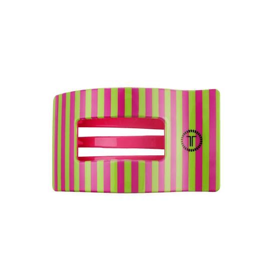 Medium pink flat rectangle hair clip, photo 2 of 5