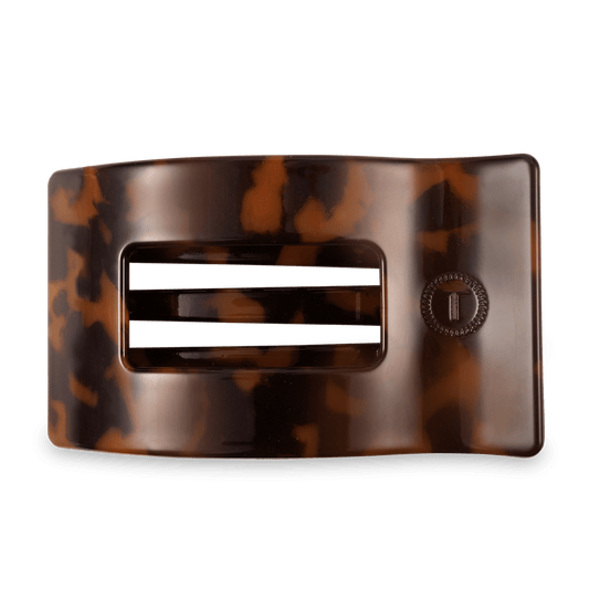 Large tortoise flat rectangle hair clip, photo 2 of 5