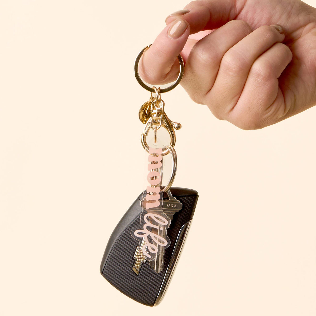 Acrylic keychain that says Mom Life, photo 2 of 2