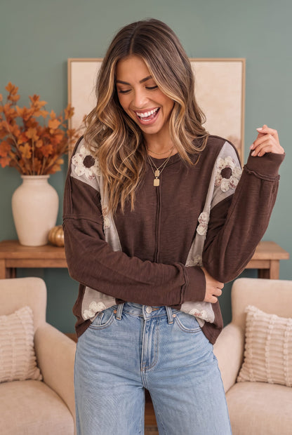 Darling Daisies Long Sleeve in Brown