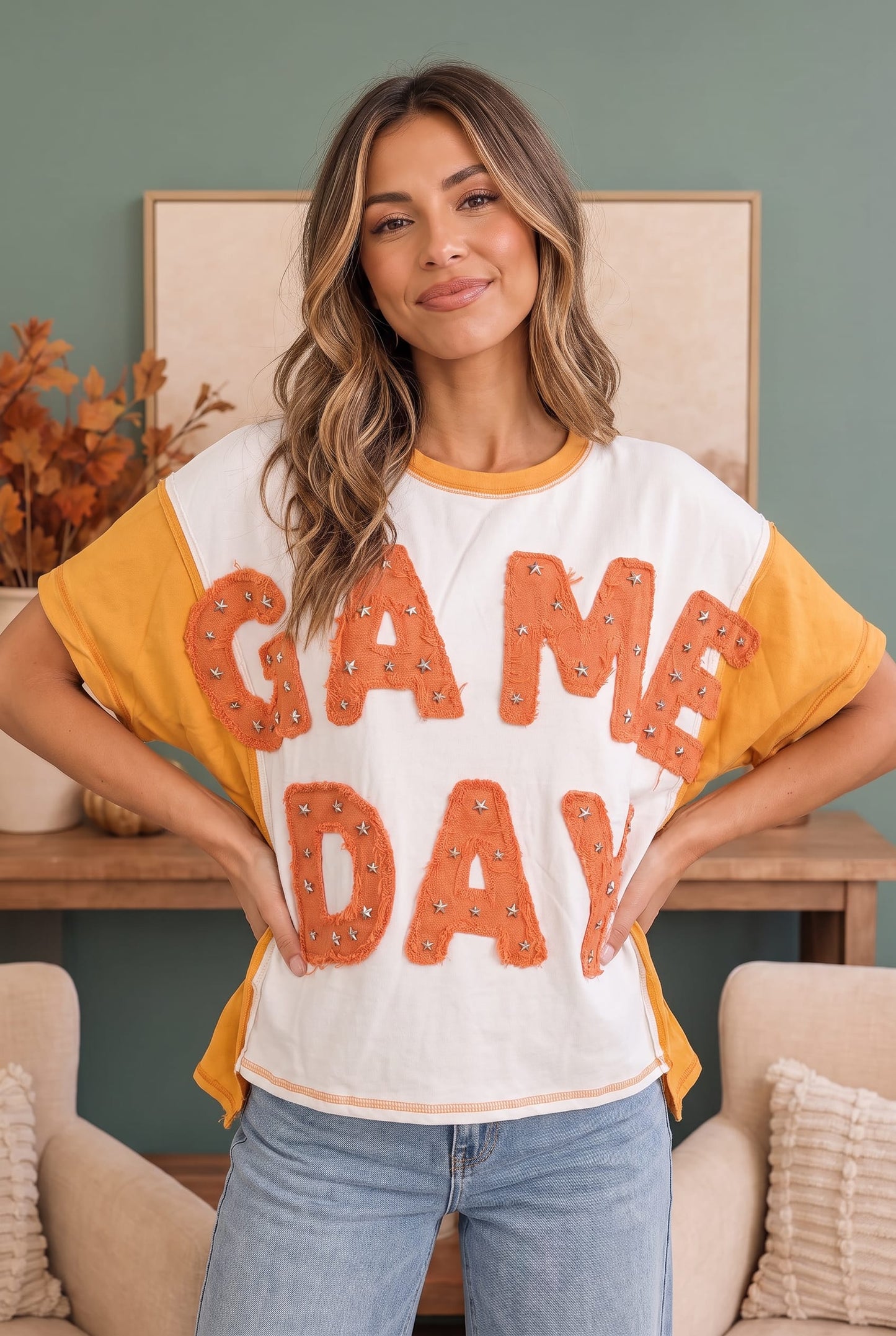 Game Day Glam Star Studded Graphic Tee