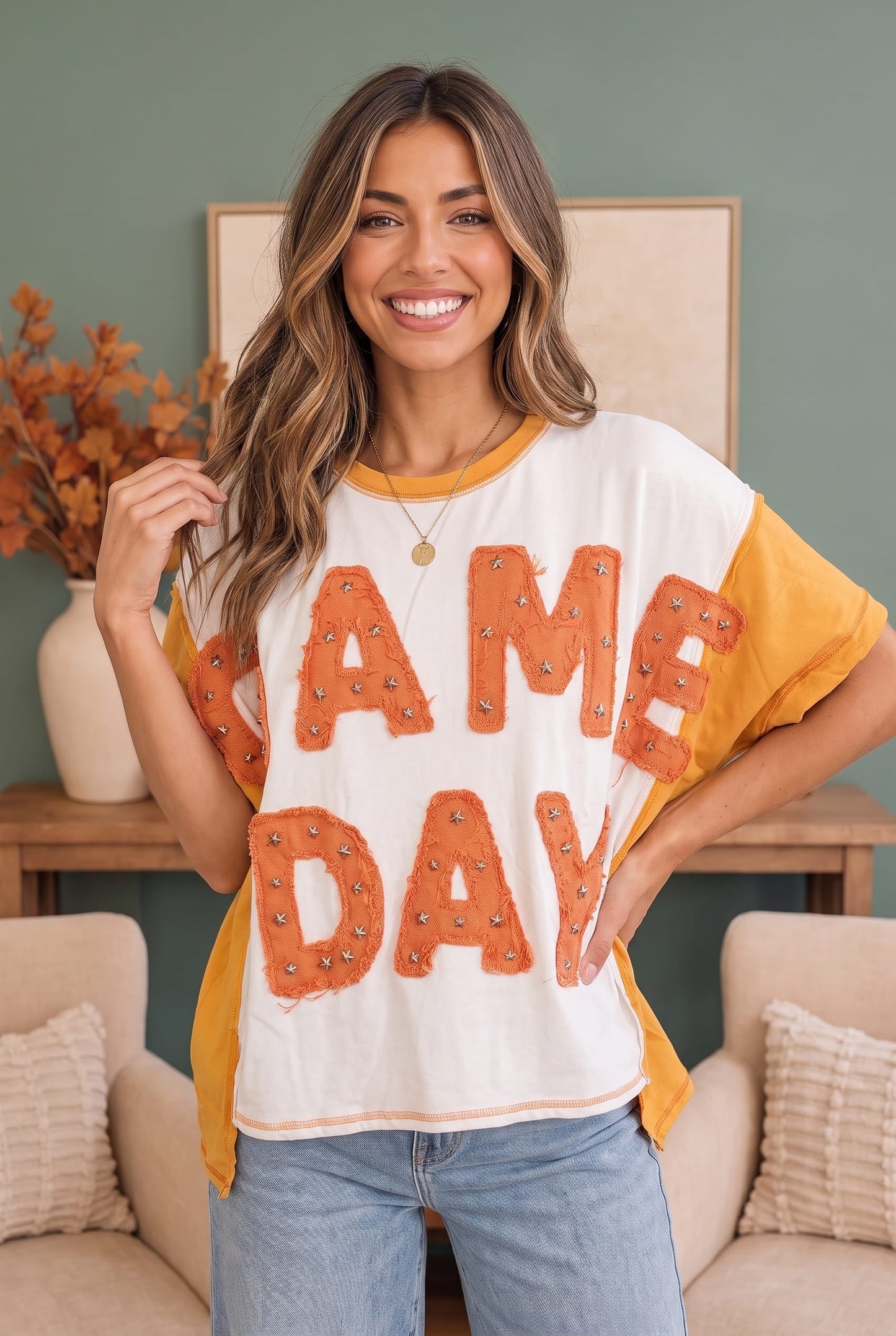 Game Day Glam Star Studded Graphic Tee