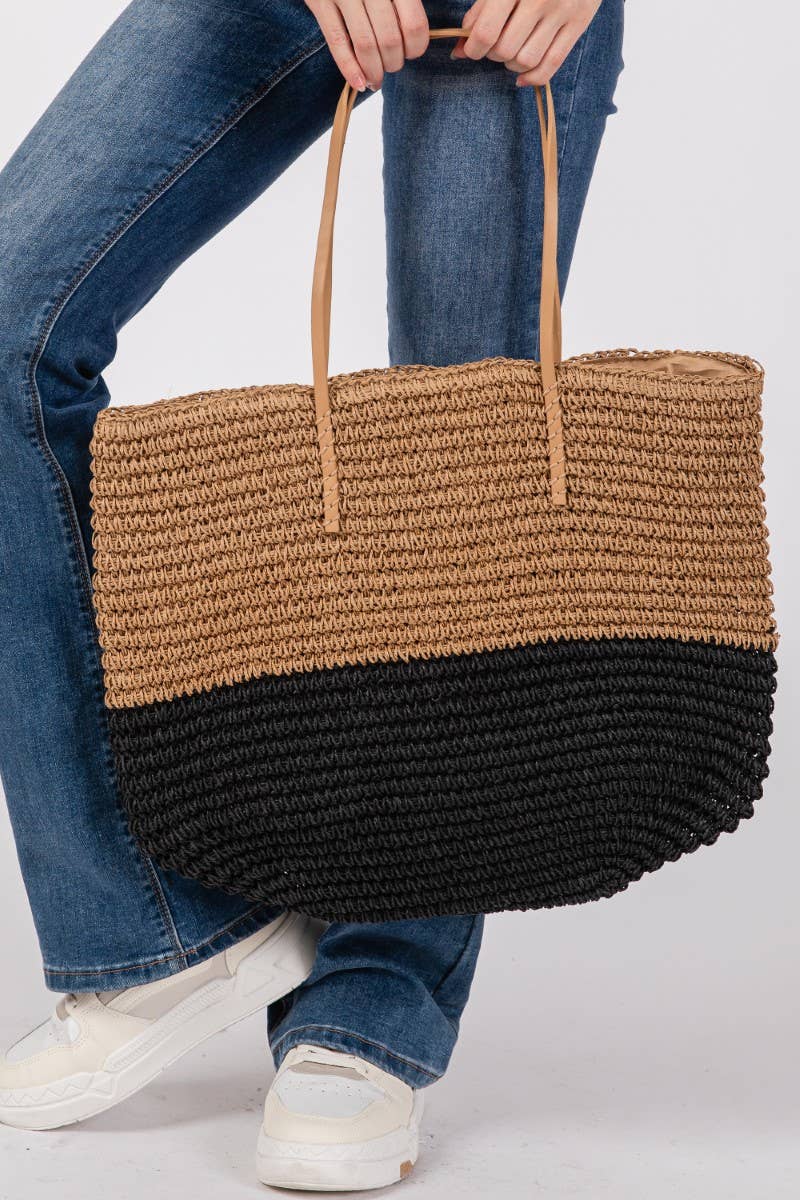 Braided straw beach tote bag, photo 5 of 5