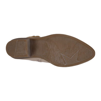 Beige pointed toe Western booties with woven detailing, photo 5 of 5