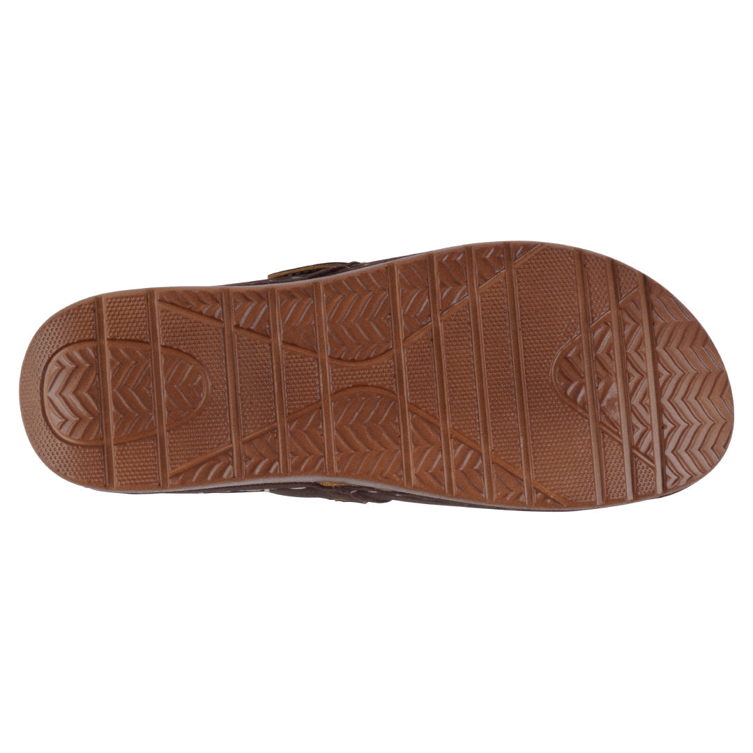 Brown clog with buckle strap and animal print accent, photo 5 of 5