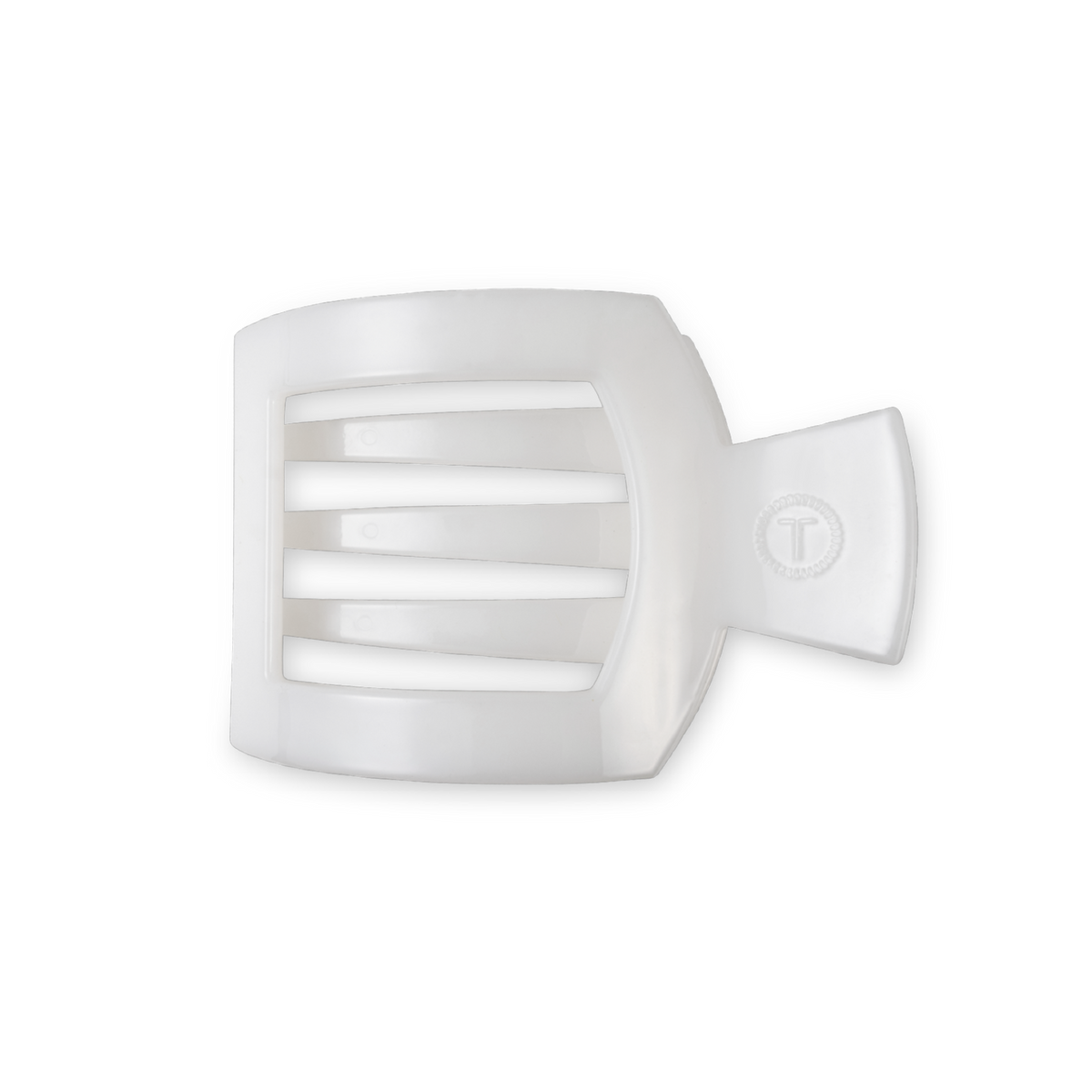 Medium white flat square hair clip, photo 2 of 5