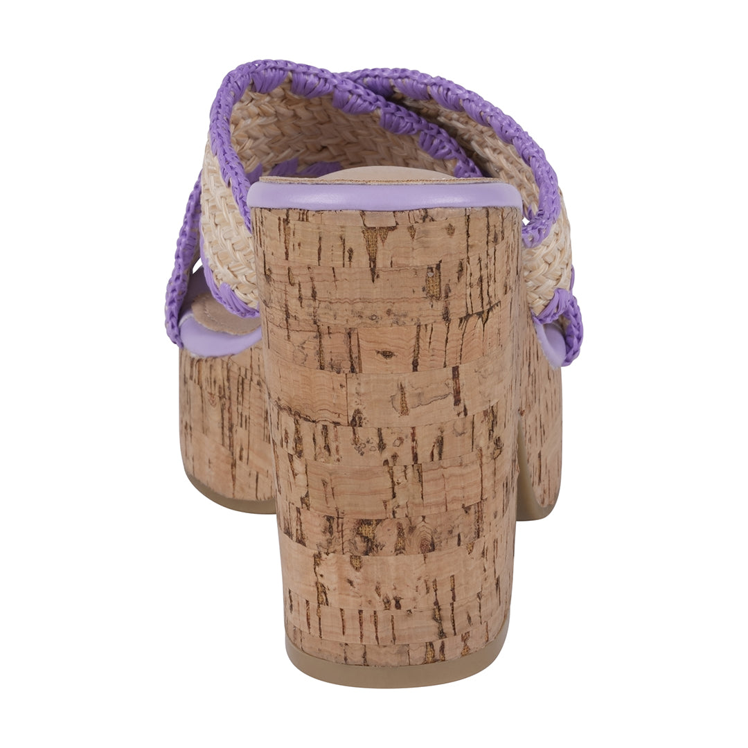 Lilac woven cross strap wooden platform heeled sandals, photo 2 of 5