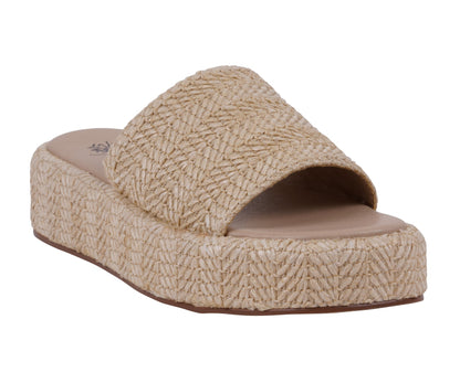 Natural woven platform slide sandal, photo 1 of 5