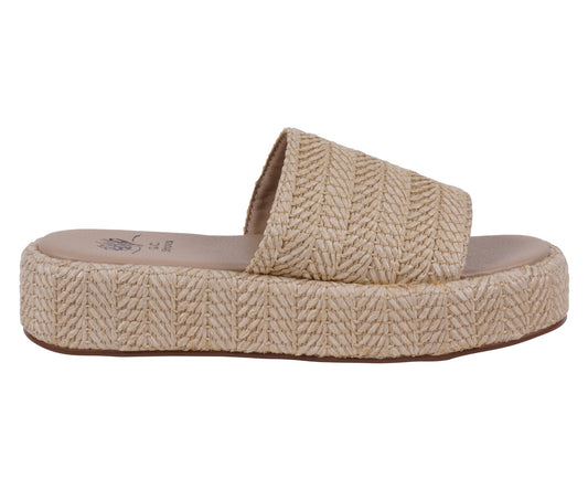 Natural woven platform slide sandal, photo 2 of 5