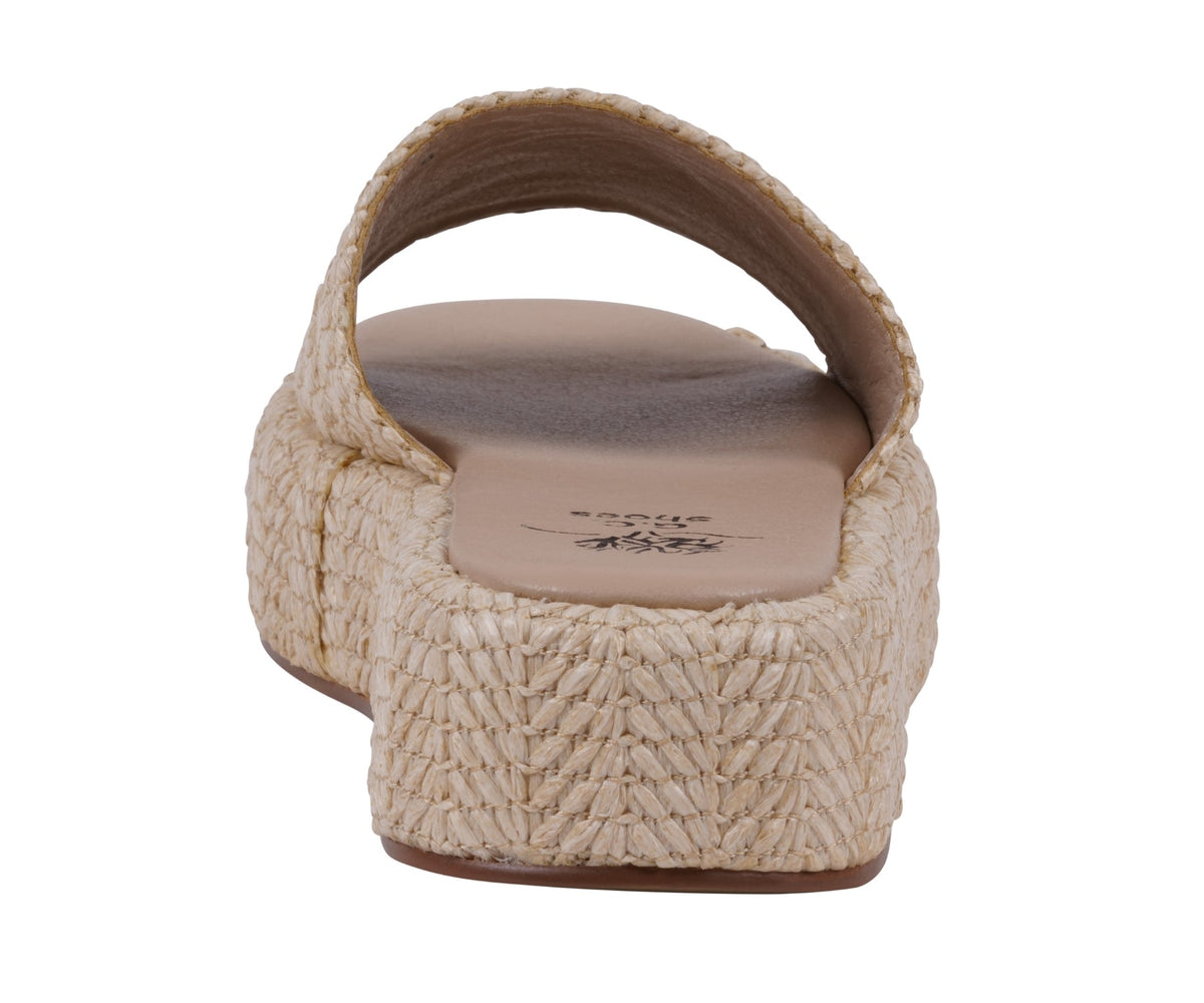 Natural woven platform slide sandal, photo 4 of 5