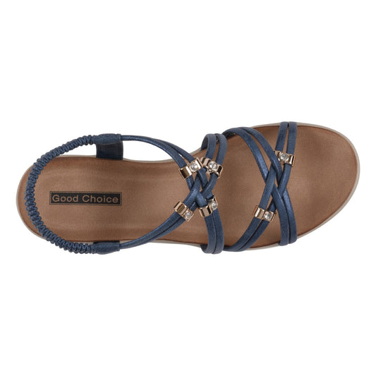 Navy multi-strap wedge sandals, photo 2 of 4