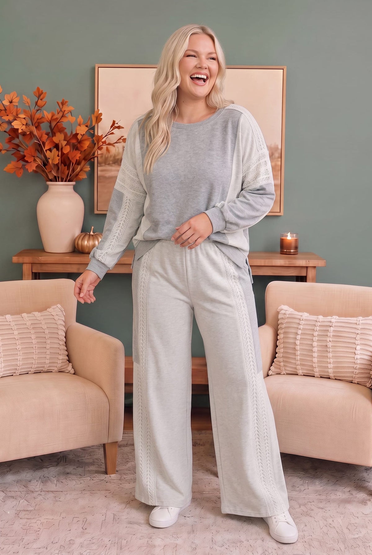 Lounging in Lace Grey Set