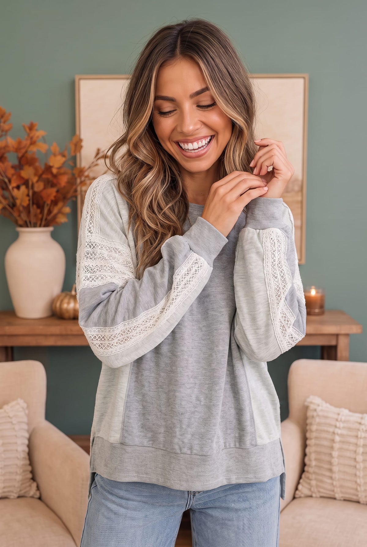 Lounging in Lace Grey Set