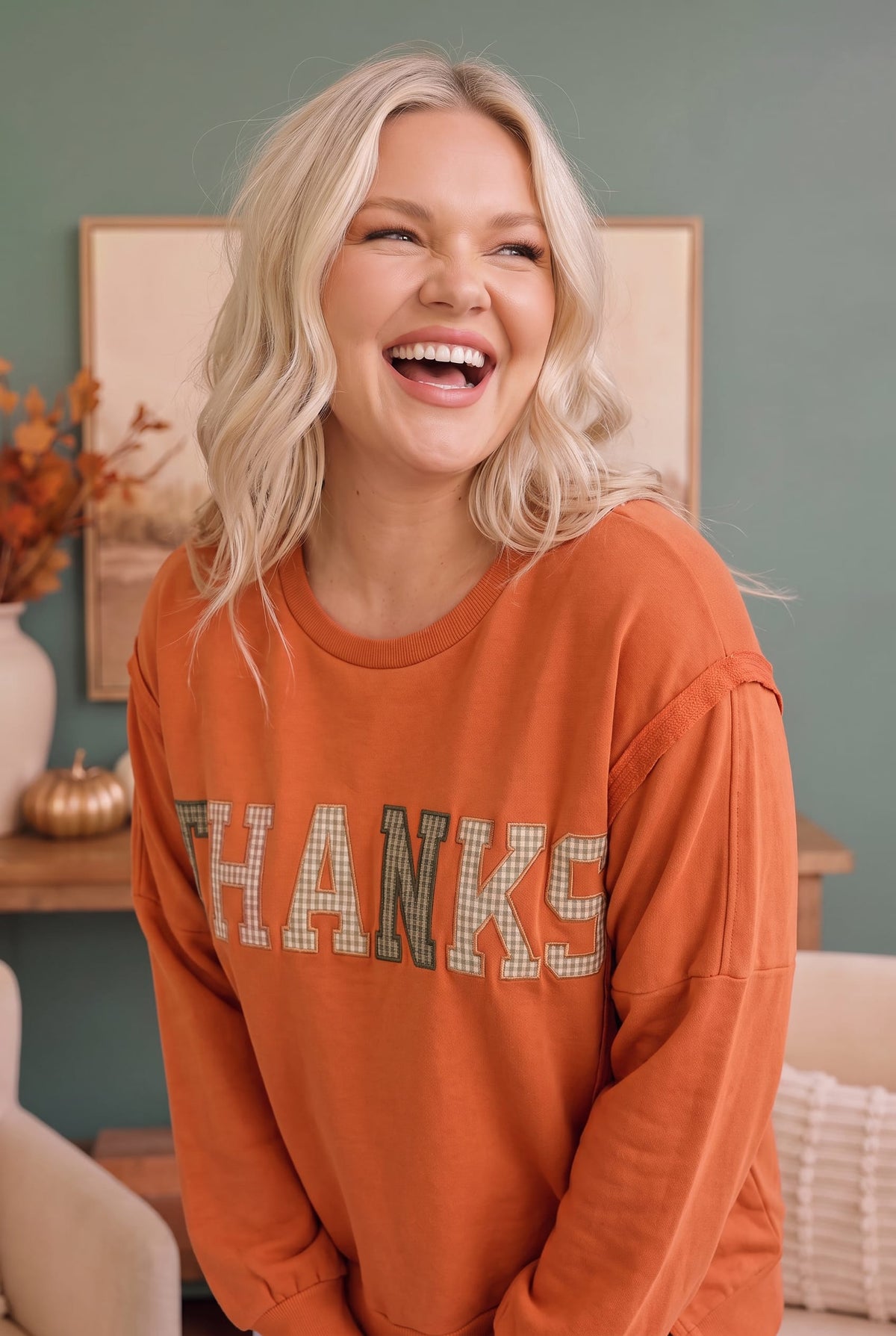 Rust orange crewneck sweatshirt, photo 4 of 4