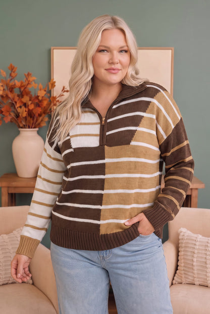 Prep School Chic Quarter Zip Sweater