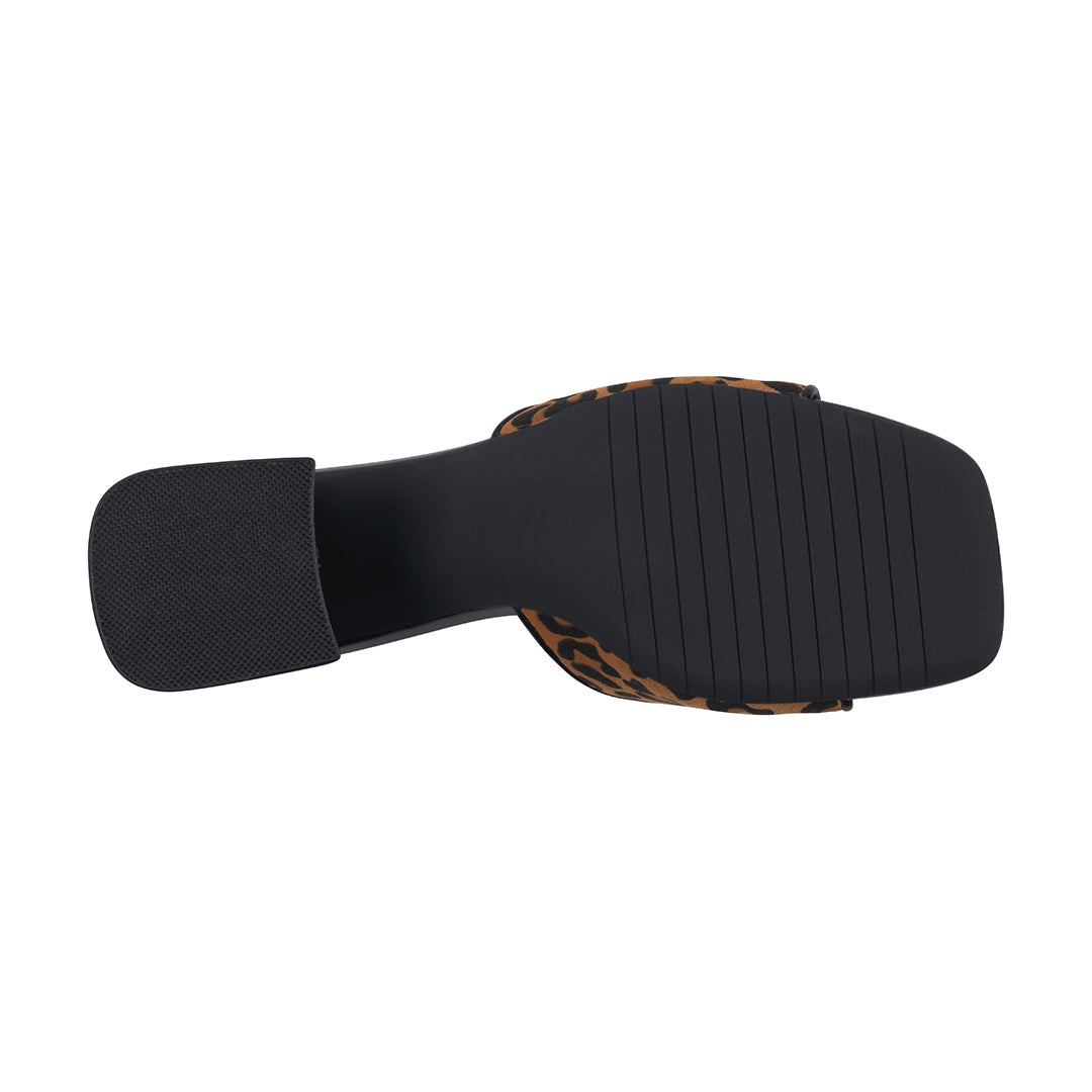 Black leopard heeled sandals with metallic hardware, photo 5 of 5