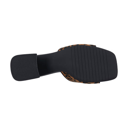 Black leopard heeled sandals with metallic hardware, photo 5 of 5