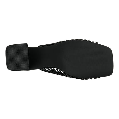 Black strappy heeled sandals, photo 3 of 5