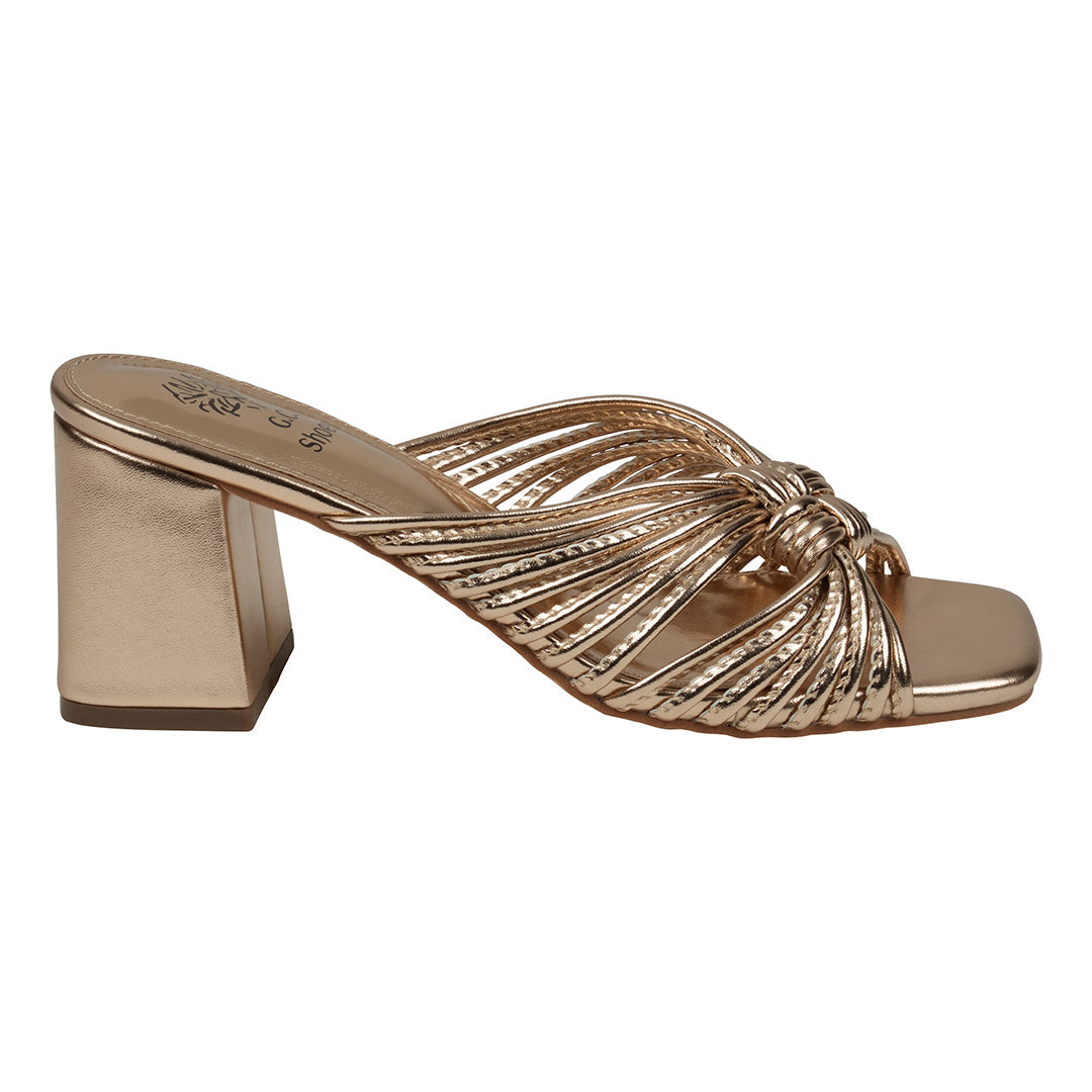 Bronze strappy heeled sandals, photo 4 of 5