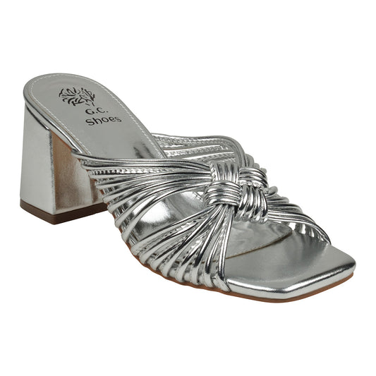 Silver strappy heeled sandals, photo 1 of 5