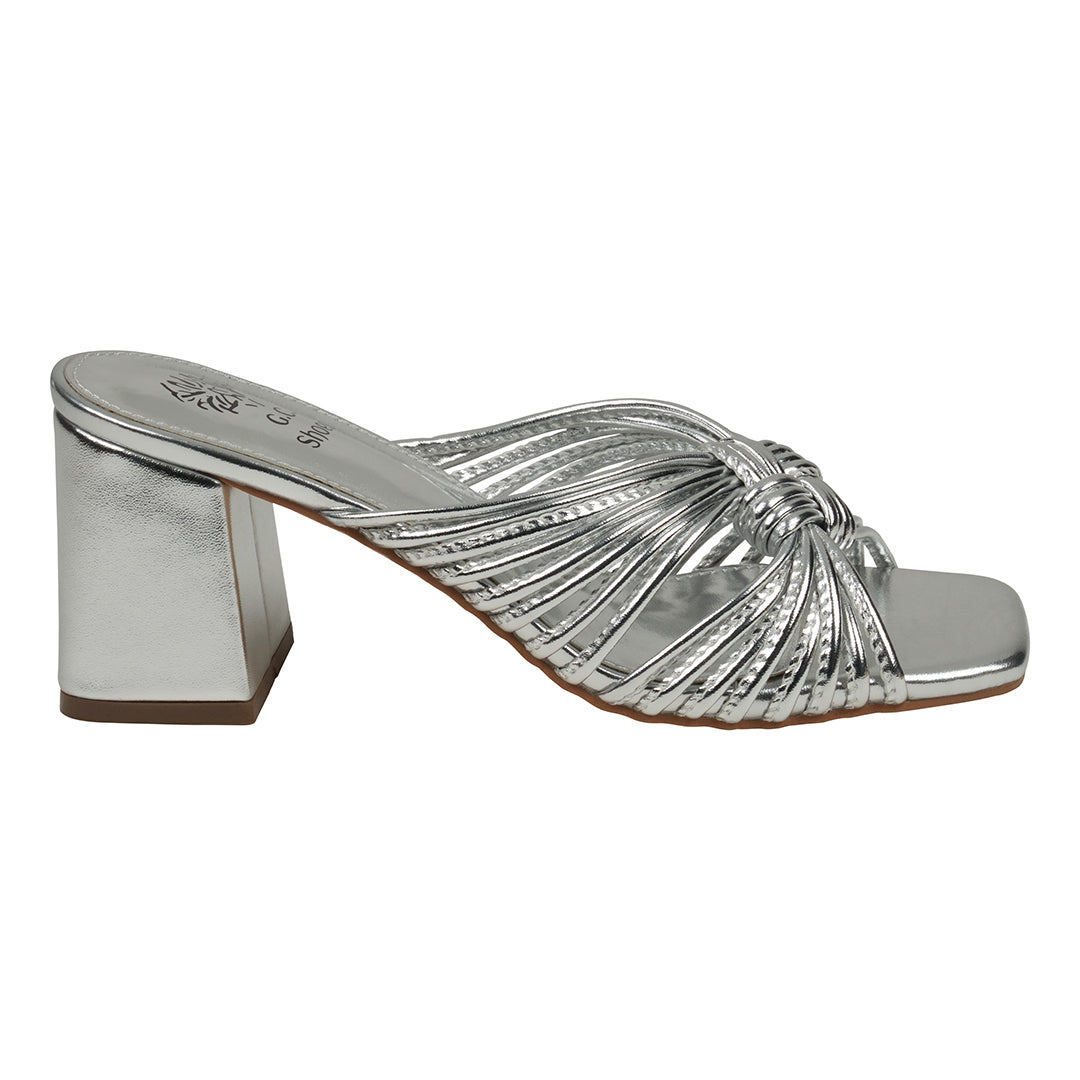 Silver strappy heeled sandals, photo 4 of 5
