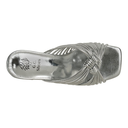 Silver strappy heeled sandals, photo 5 of 5