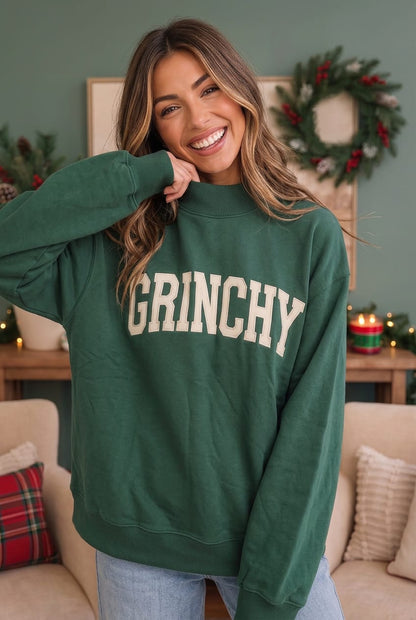 Grinchy Vibes Only Oversized Holiday Sweatshirt