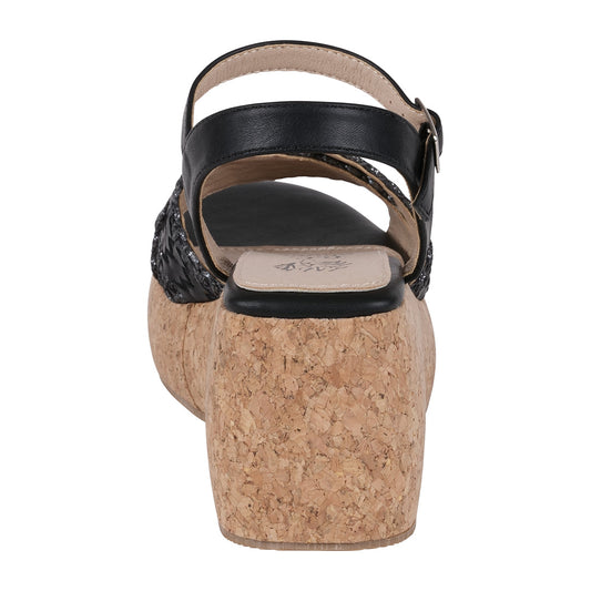 Black cross strap slingback platform sandals, photo 2 of 5