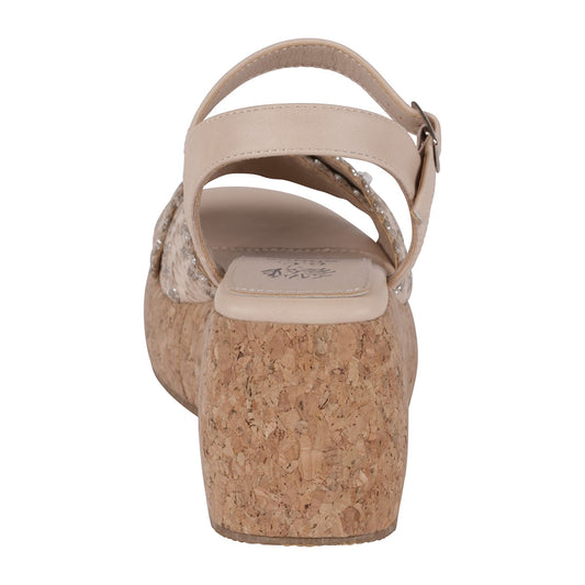 Natural cross strap slingback platform sandals, photo 2 of 5