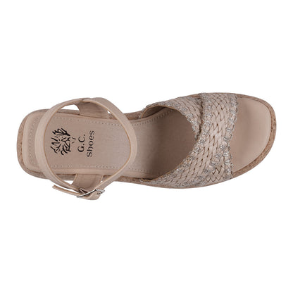 Natural cross strap slingback platform sandals, photo 5 of 5