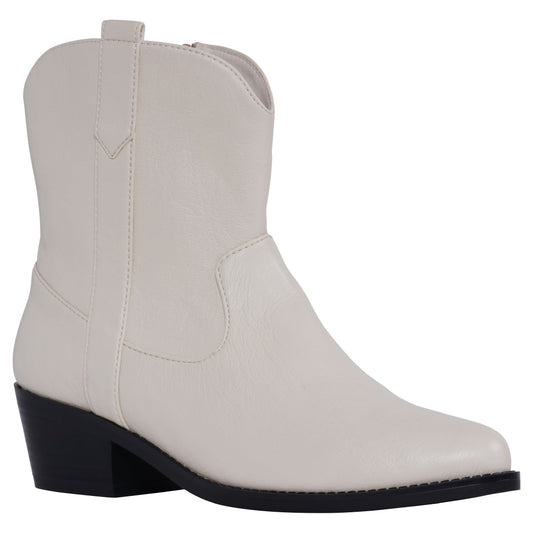 Off white Western ankle bootie with stitching details, photo 1 of 5