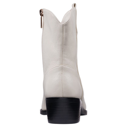 Off white Western ankle bootie with stitching details, photo 4 of 5