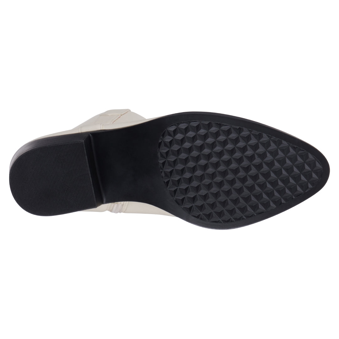 Off white Western ankle bootie with stitching details, photo 5 of 5