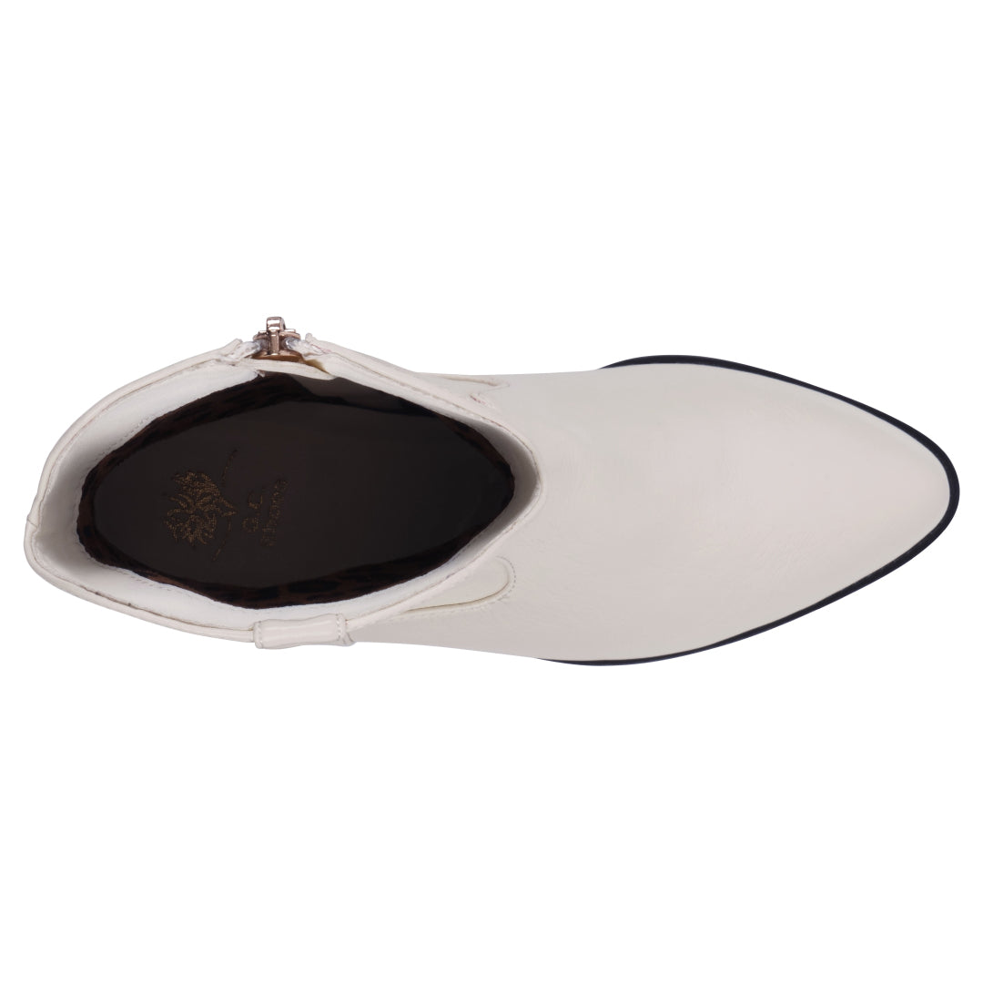 Off white Western ankle bootie with stitching details, photo 3 of 5