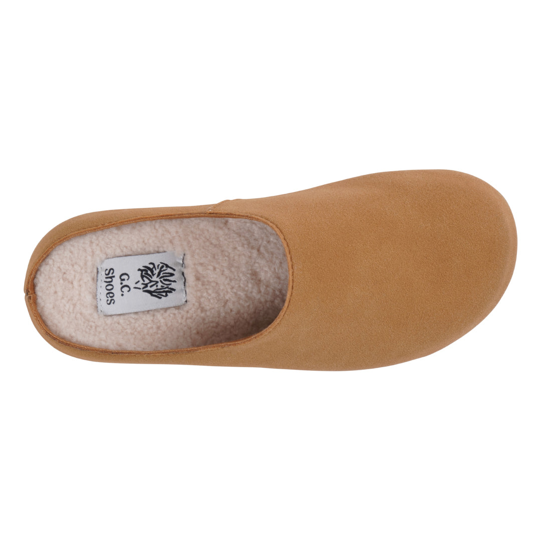 Tan fleece lined mule slipper, photo 3 of 5