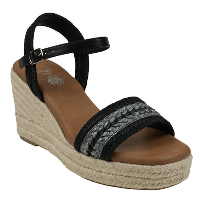 Black slingback espadrille wedge sandals, photo 1 of 5
