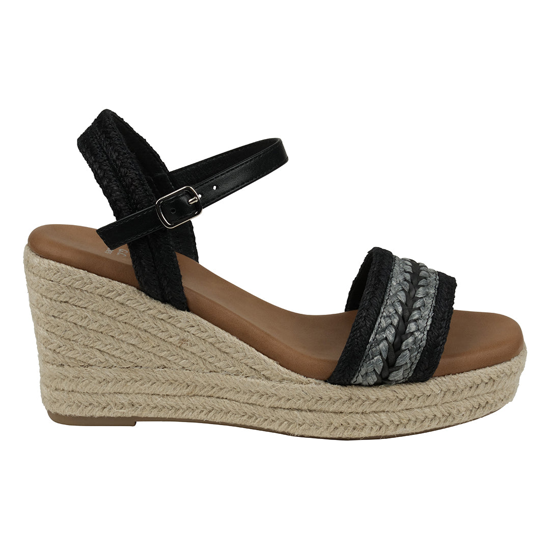 Black slingback espadrille wedge sandals, photo 4 of 5