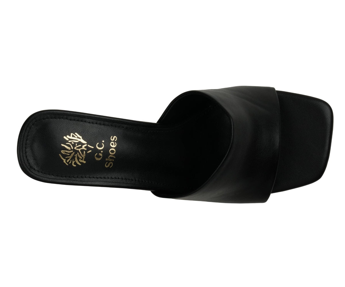 Black square toe heeled sandals, photo 3 of 8