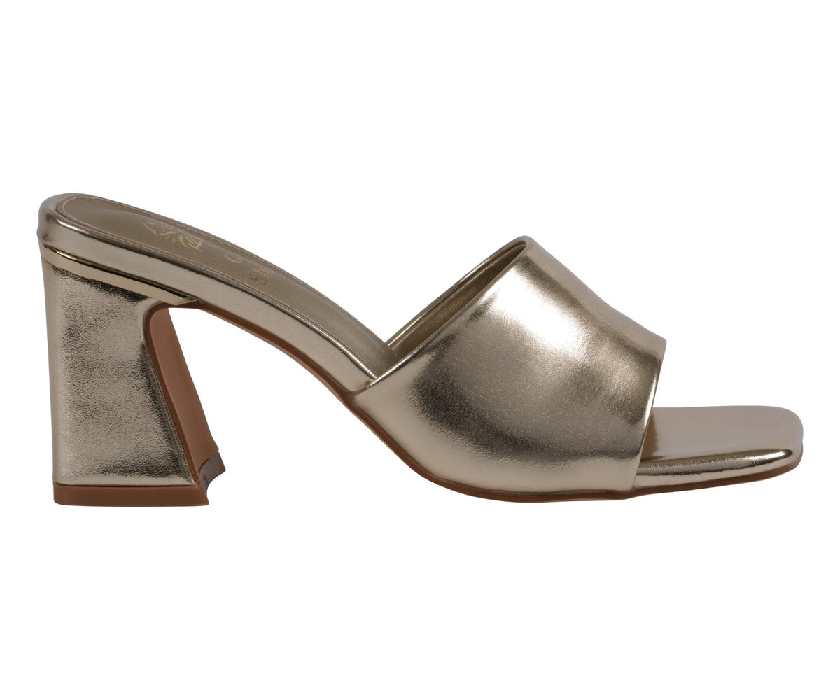 Gold square toe heeled sandals, photo 2 of 8