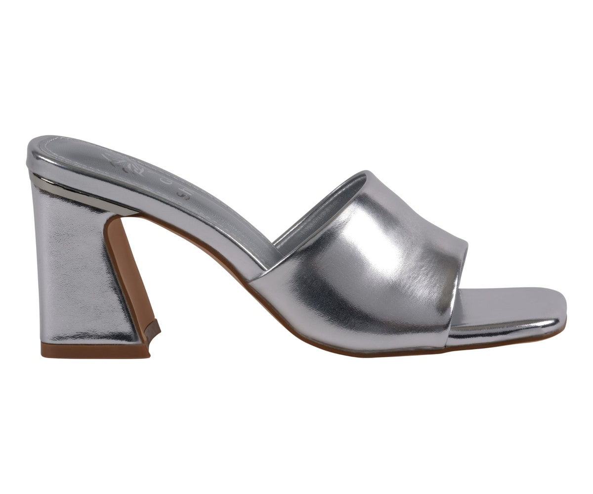 Silver square toe heeled sandals, photo 2 of 8