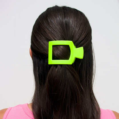 Small neon green flat square hair clip, photo 1 of 3