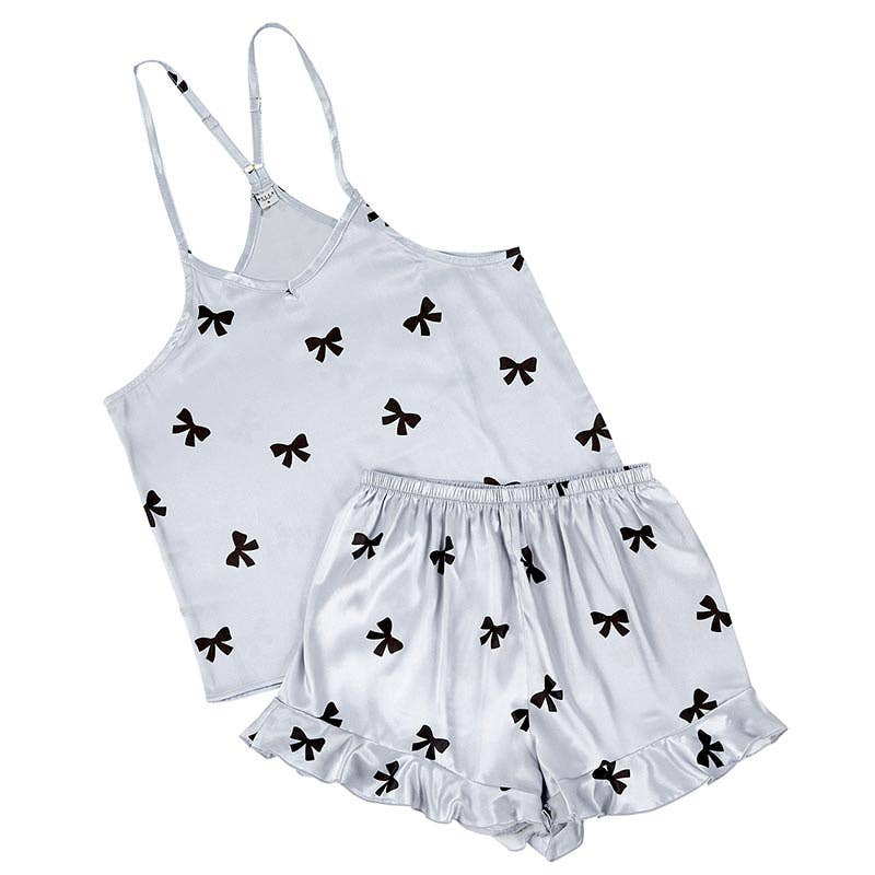 Satin cami and ruffled shorts pajama set, photo 2 of 5