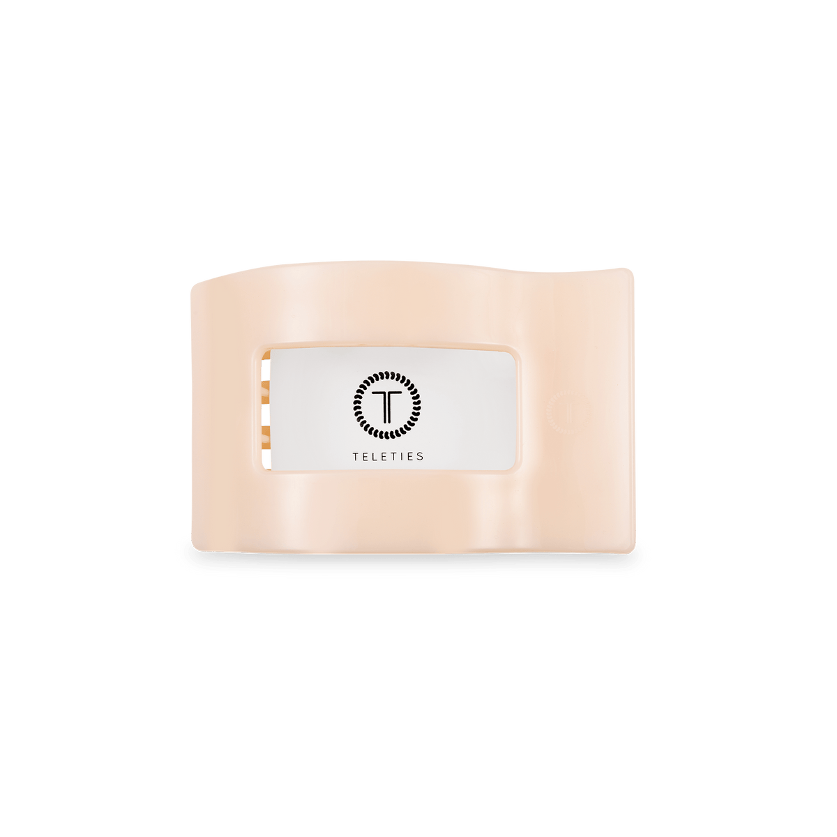 Small beige flat rectangle hair clip, photo 3 of 5